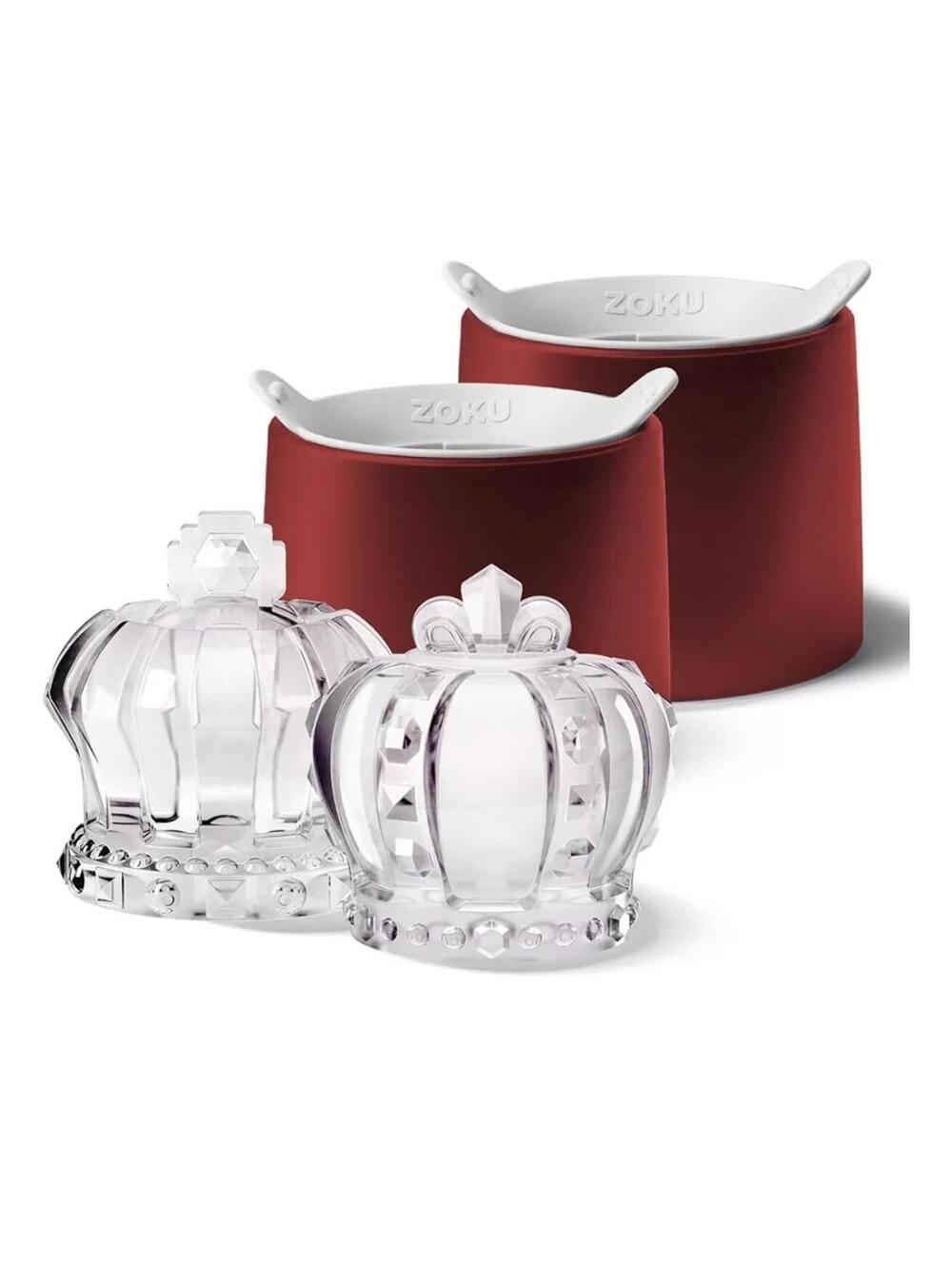 NIB Zoku Crown Cocktail Set with 2 Crown Ice Molds and 2 Cocktail Glasses